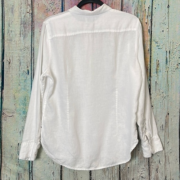 J. Crew White Casual Button-up Baird McNutt 100% Irish Linen Shirt 12p - Picture 2 of 6